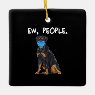 Ornamento De Cerâmica rottweiler novo cão do pessoas vestindo máscara