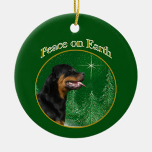 Ornamento De Cerâmica Rottweiler Peace