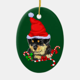 Ornamento De Cerâmica Rottweiler Puppy Natal