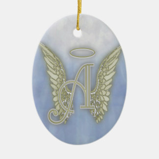 Ornamento De Cerâmica Rotule um monograma do anjo