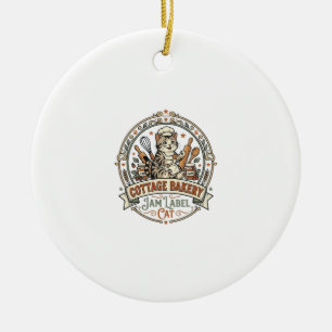 Ornamento De Cerâmica Rótulo de Geléia da Padaria Cottage Gato Rótulo de
