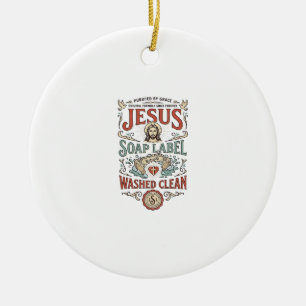 Ornamento De Cerâmica Rótulo de Sabão Jesus Lavado Limpo Sabão Jesus Lav