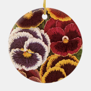 Ornamento De Cerâmica Rótulos de Pacote de Sementes de Vintage, Flores 