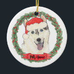 Ornamento De Cerâmica Rouco Personalizado<br><div class="desc">Faça a lista legal este ano com um ornamento personalizado do seu doce rouco! Para os presentes mais doces,  emparelhe-o com um impressão de arte correspondente ou outro item da minha coleção!</div>