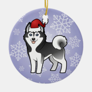 Ornamento De Cerâmica Rouco Siberian do Natal/Malamute do Alasca