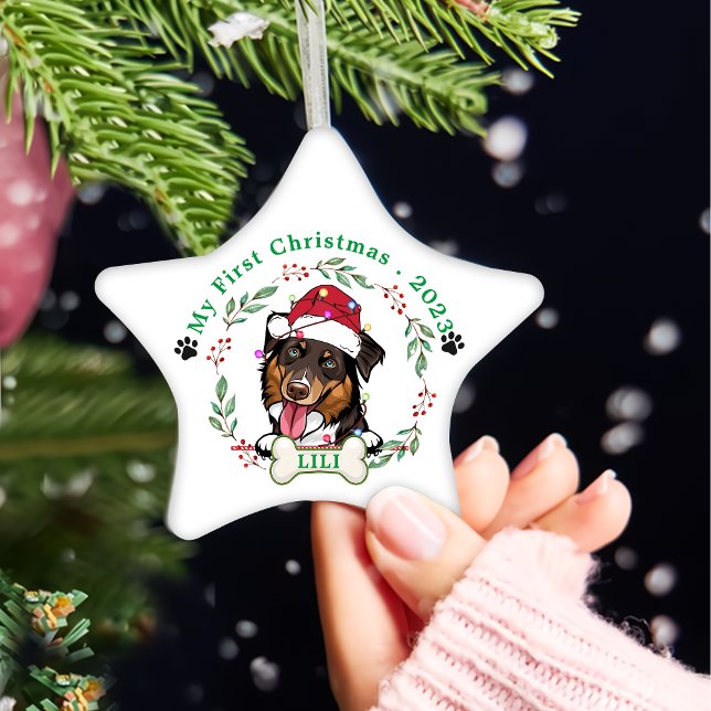 Ornamento De Cerâmica Rough Collie Dog - Presente de Natal Personalizado (Criador carregado)