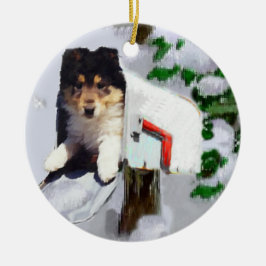 Ornamento De Cerâmica Rough Collie Puppy Natal Gifts Ornament
