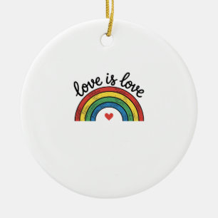 Ornamento De Cerâmica Roupa de Coração de Arco-Íris Vintage Amor É Amor
