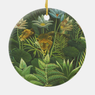 Ornamento De Cerâmica Rousseau Impressão de pintura de Leão Tropical