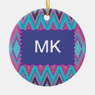 Ornamento De Cerâmica Roxo e Aqua tribais