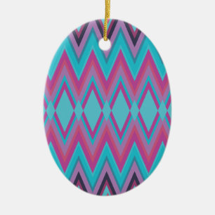 Ornamento De Cerâmica Roxo e Aqua Tribal