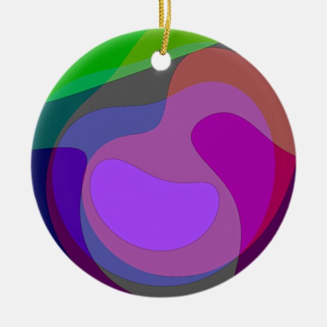 Ornamento De Cerâmica Roxo E Verde 403 (Frente)