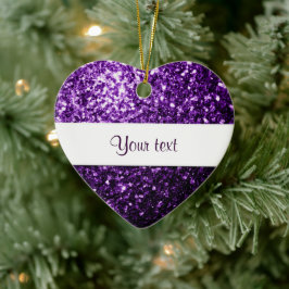 Ornamento De Cerâmica Roxo escuro falso brilho glitter brilho Personaliz