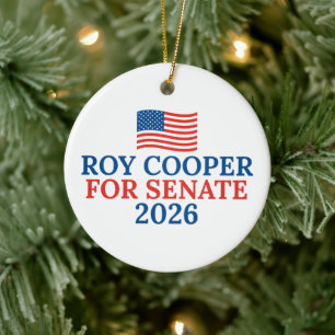 Ornamento De Cerâmica Roy Cooper para Senado Eleição de Natal de 2026