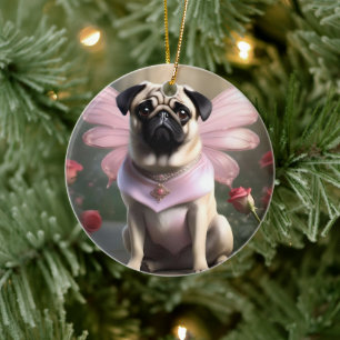 Ornamento De Cerâmica Royal Pug: A Princesa Fada dos Reinos Encantados