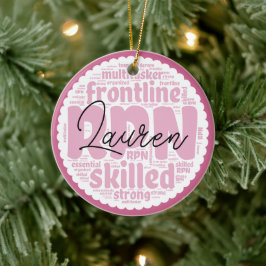 Ornamento De Cerâmica RPN de Enfermagem Rosa Personalizada