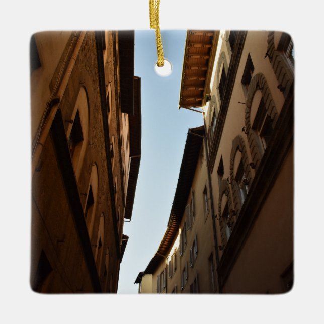 Ornamento De Cerâmica Rua Banhada pelo Sol (Frente)