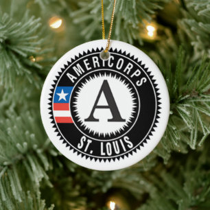 Ornamento De Cerâmica Rua da AmeriCorps. Pedido de Árvore de Natal Loui