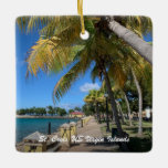 Ornamento De Cerâmica RUA das Ilhas Virgens dos EUA. Croix USVI Natal<br><div class="desc">RUA das Ilhas Virgens dos EUA. Croix USVI Tropical Christmas Cerâmica Ornament apresenta uma bela fotografia do Cais Frederiksted em Ruas. Croix USA Virgin Islands com as belas palmeiras e bonito águas azuis. O Ornamento será excelente para suas coleções. Maravilhoso para sua árvore de Natal e decoração doméstica. Personalize-o. Foto...</div>