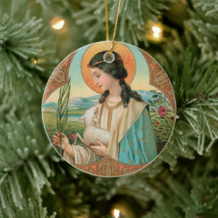 Ornamento De Cerâmica Rua de dupla imagem. Agnes de Roma (BK 006)