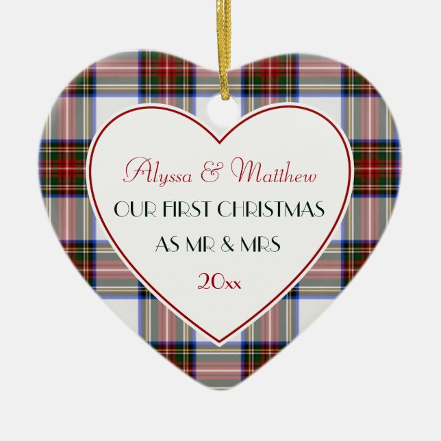 Ornamento De Cerâmica rua de Natal Casada com Presentes-Xadrez (Frente)