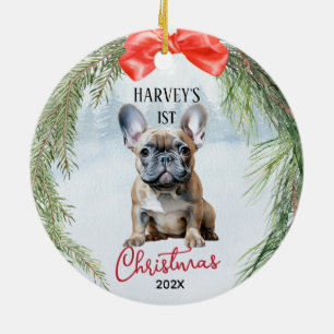 Ornamento De Cerâmica Rua de Natal de 1rua, Bulldog Francês