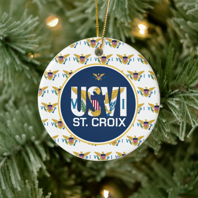 Ornamento De Cerâmica RUA de Sinalizador das Ilhas Virgens dos EUA. Croi (Árvore)