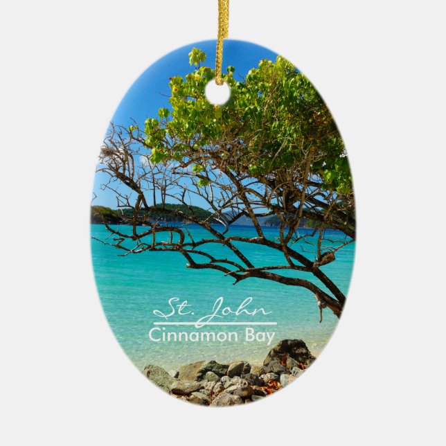 Ornamento De Cerâmica Rua John Cinnamon Bay Oval Cerâmica Ornament (Frente)