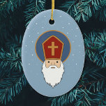 Ornamento De Cerâmica Rua Nicholas Ornament<br><div class="desc">Um ornamento Nicholas Rua para a sua árvore de Natal. Vem com um fundo azul claro e neve. O santo Nicholas é celebrado no início de dezembro na Europa.</div>