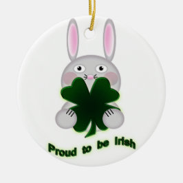Ornamento De Cerâmica Rua. Patricks Bunny Orgulha ser irlandês Shamrock