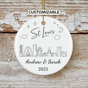 Ornamento De Cerâmica Rua Personalizada Skyline Louis Ornament, Missouri