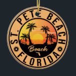 Ornamento De Cerâmica Rua Pete Beach Florida Sunset Paradise Vintage<br><div class="desc">Rua. Pete Beach Florida - Retro Tropical Palm Tree 60s Souvenirs Vintage design faz um excelente de Natal ou presente de aniversário para fãs de Ruas. Pete Beach Beach. A design de vibração do verão é um presente perfeito para amantes de viagem e fãs de destino tropicais.</div>
