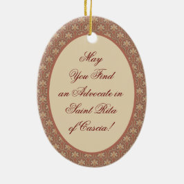 Ornamento De Cerâmica Rua. Rita de Cascia (M 015) Oval