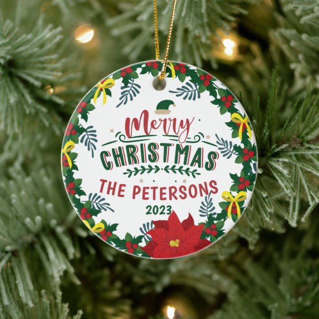 Ornamento De Cerâmica Rua Vermelha Brilhante da Poinsettia Natal (Árvore)