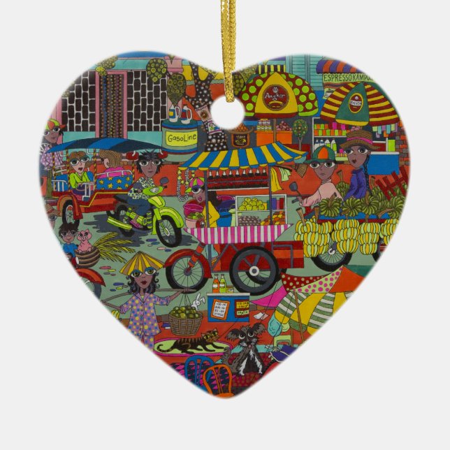 Ornamento De Cerâmica Ruas de Phnom Penh (Frente)