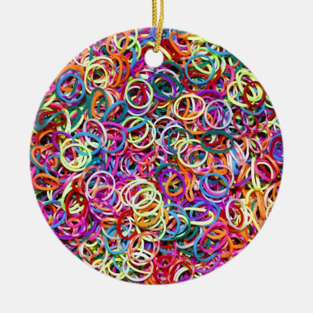 Ornamento De Cerâmica Rubberbands colorido (Frente)