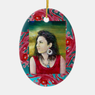 Ornamento De Cerâmica Rubi MÁGICO do vermelho do MODELO da FOTO das