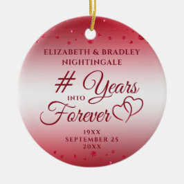 Ornamento De Cerâmica Ruby Anniversário Hearts YEARS INTO FOTO PARA SEMP
