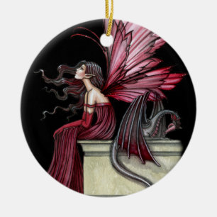 Ornamento De Cerâmica Ruby Fairy e Dragon Ornament