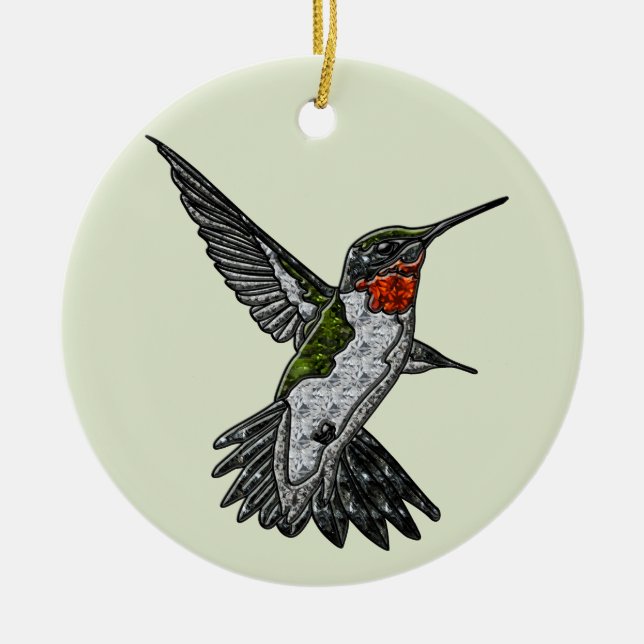Ornamento De Cerâmica Ruby Throated Hummingbird (Frente)