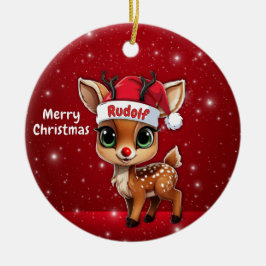Ornamento De Cerâmica Rudolf Baby Deer, Fawn, Doe, Reindeer🦌 🎄