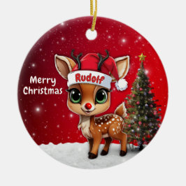 Ornamento De Cerâmica Rudolf Bebê Veado, Corça, Rena🦌 🎄