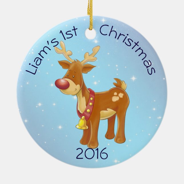 Ornamento De Cerâmica Rudolph bonito para Natal do bebê o ø (Traseira)