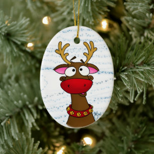 Ornamento De Cerâmica Rudolph, ornamento, Feliz Natal
