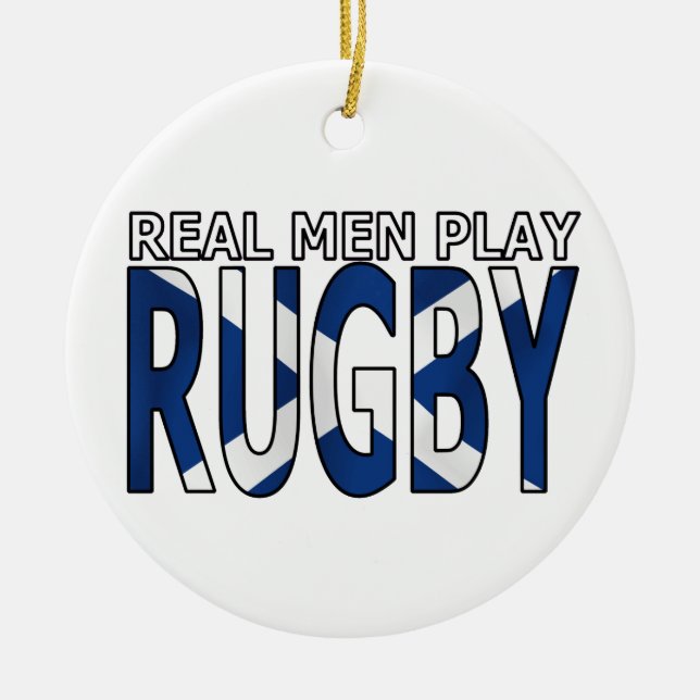 Ornamento De Cerâmica Rugby real Scotland do jogo dos homens (Frente)