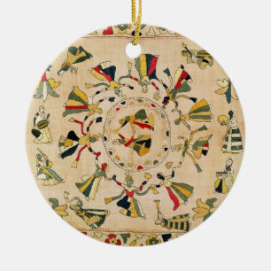 Ornamento De Cerâmica Rumal: cobrir quadrado do bordado que mostra o