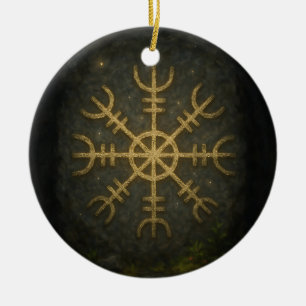 Ornamento De Cerâmica Runestone AEgishjálmur - Ancian Norse Protection S