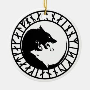 Ornamento De Cerâmica Runic Dire Wolf viking nórdicas nórdicas
