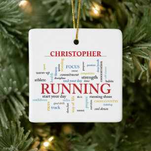 Ornamento De Cerâmica Runner com Palavras Personalizadas