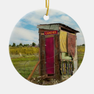 Ornamento De Cerâmica Rural - Casa de banheiro externa - Doces grátis 19